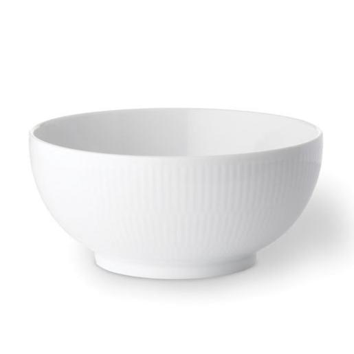 Royal Copenhagen Hvid Riflet skål - 21 cm. - Bahne